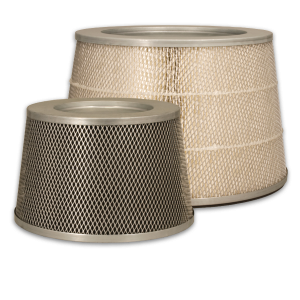 Industrial conical filter elements with metal end caps from Sidco Filter to replace Endustra, NY Blower, and Gardner Denver Conical Filters
